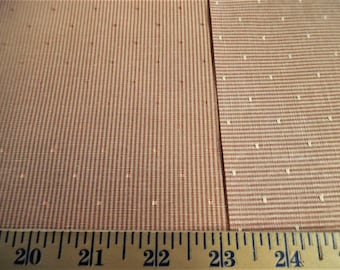 Vintage Faille Taffeta~ Rayon~Micro Stripe~Dobby Dots~Salmon/Cream~12"x28"~Doll Fabric