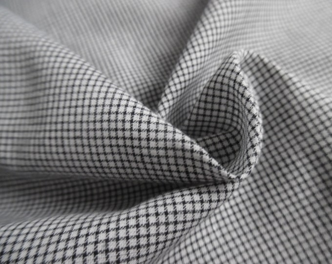 Micro Windowpane Checks~White & Black~Cotton Voile~12"x28"~Soft and Semi Sheer~Doll Fabric~Miniatures