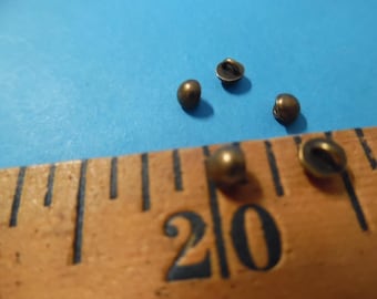 Tiny Smooth Dome Buttons~Antique Bronze~Metal Shanks~3.5MM~Set of Five~Doll Buttons