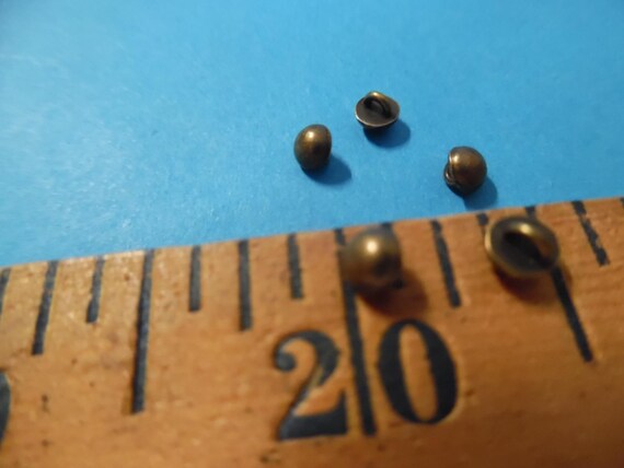 Tiny Smooth Dome Buttons~Antique Bronze~Metal Shanks~3.5MM~Set of Five~Doll Buttons