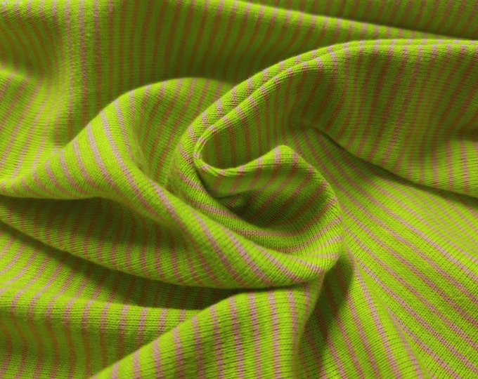 BASEMENT BARGAIN! Micro Stripe Cotton Jersey~Neon Green and Pink~14"x60"