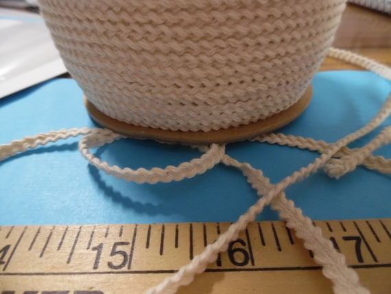 Tiny Blanket Stitch Flat Braid~100% Cotton~Natural Color~3/16"x4 Yards~Dyeable~Doll Trim