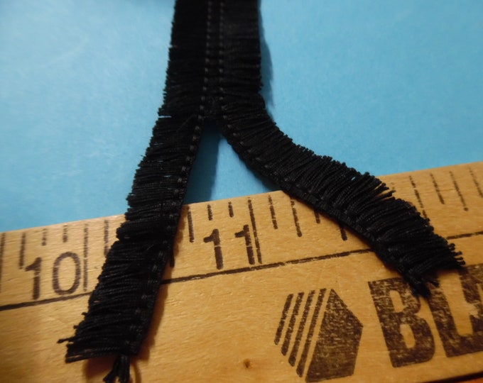 Delicate Cotton Double Fringe in Jet Black Color~Can Be Divided for Miniatures~5/8"wide~Great for Dolls~BTY~Flapper!