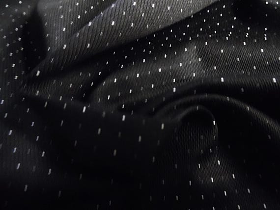 Embroidered Micro Dot Cotton~White on Black~12"x29"~Light Weight~Soft Hand~Cotton/Rayon