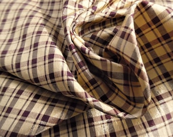 SPECIAL PRICE! Faux Silk Taffeta~Tiny Plaid~Dark Burgundy/Gold~18"x54"~Polyester~Great for Modern/Vintage Fashion Dolls