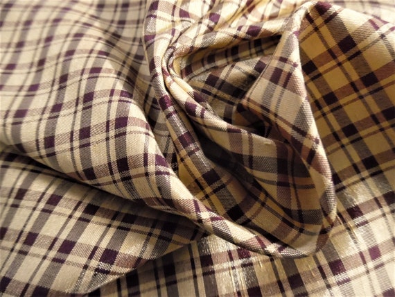SPECIAL PRICE! Faux Silk Taffeta~Tiny Plaid~Dark Burgundy/Gold~18"x54"~Polyester~Great for Modern/Vintage Fashion Dolls