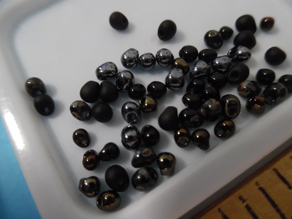 Tiny Glass Ball Buttons~2-3MM~Black Assortment~50+Pieces~Dolls