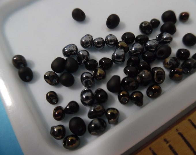 Tiny Glass Ball Buttons~2-3MM~Black Assortment~50+Pieces~Dolls