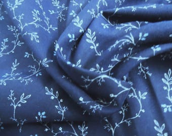BASEMENT BARGAIN! Last Piece! Cotton Calico~Small Vine Design~Dark Blue~21"x44"
