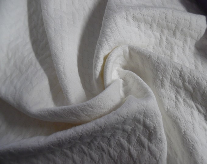 100% Cotton Matelasse~Candlelight White~Quilted Look~12"x30"~Doll Coats~Santa Robes