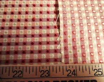 Tiny Checks and Dots Silk Jacquard ~Shades of Wine & Cream~9"x27"~Doll Fabric~100% Silk~Light Weight~Reversible