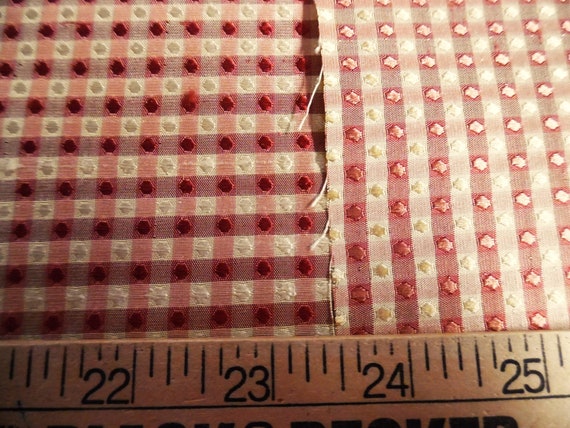 Tiny Checks and Dots Silk Jacquard ~Shades of Wine & Cream~9"x27"~Doll Fabric~100% Silk~Light Weight~Reversible