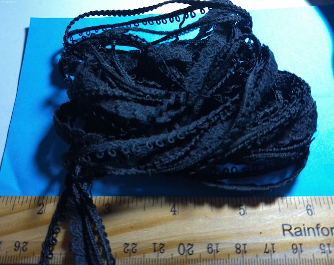 Tiny Braid Bundle~1/8"-1/4"~Jet Black~5 Types~10 Yards~Doll Dress and Hat Trim!