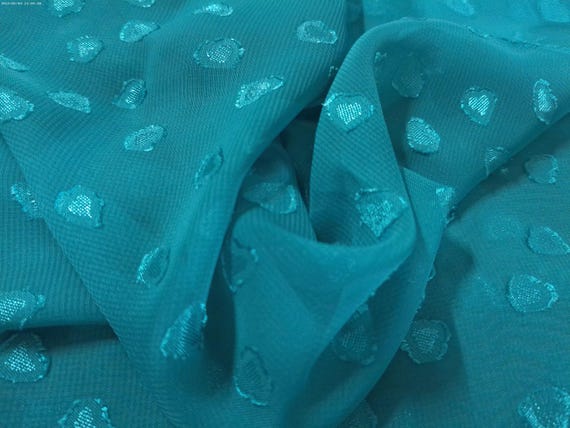 BASEMENT BARGAIN! Soft Sheer Chiffon~Textured Hearts~Dark Teal~12"x50~Doll Fabric