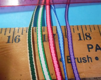 Vintage 1950's Ribbon Braid~Assortment A~Five Color Combos~10 Yards~1/8"wide