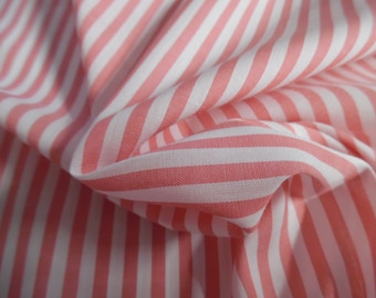 Pima Cotton Voile~Coral Pink & White Stripes~Silky Hand~18"x29"