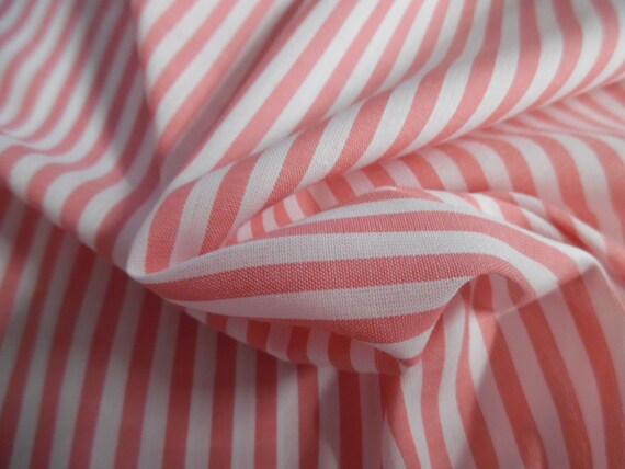 Pima Cotton Voile~Coral Pink & White Stripes~Silky Hand~18"x29"