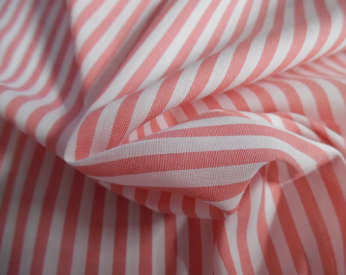 Pima Cotton Voile~Coral Pink & White Stripes~Silky Hand~18"x29"