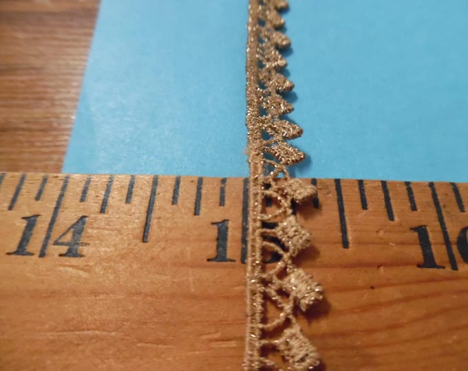 Metallic Gold Lace Trim~3/8" wide~Soft Hand~By The Yard~Doll Trim
