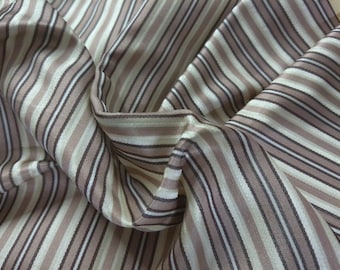 Silk Cotton Sateen Suiting~Ribbon Stripes~Mauve/Cream/Black~12"x27"~Doll Fabric