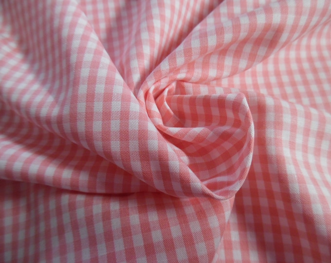 Small Check Cotton Twill~Flamingo Pink & White~Light Weight~12"x29"