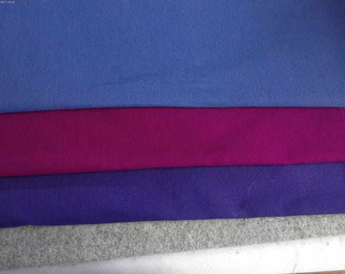 Stash Builder Lot!  100% Cotton Voiles~Shades of Purple~3 Colors~1/2YD~Great for Doll Clothes