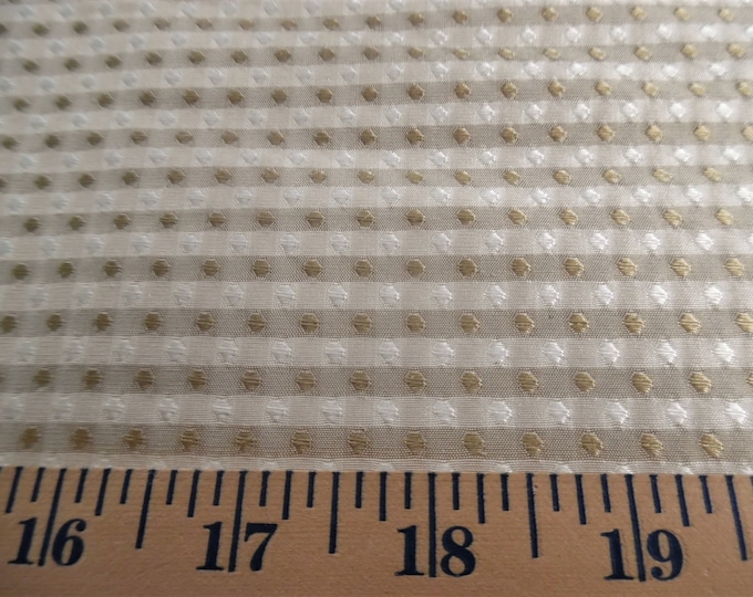 LAST! Tiny Checks and Dots Silk Jacquard ~Golden Tan/Cream~9"x27"~Doll Fabric~100% Silk~Light Weight~Reversible