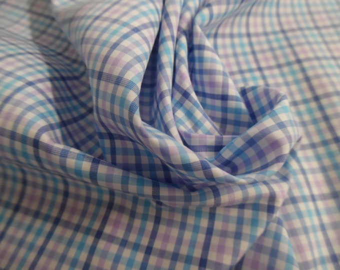 LAST! Small Scale Plaid~Lavender/Aqua/Blue/White~Pima Cotton Lawn~19"x29"~Great Doll Fabric