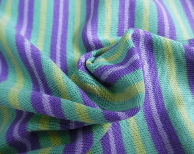 LAST! Multi Striped Jersey~100% Cotton~Purple/Green/Yellow~18"x33"~Doll Fabric