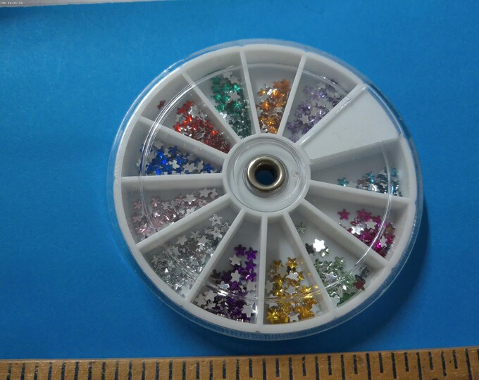 BASEMENT BARGAIN! Micro Stars Glue on Chrystals~1/8"~12 Colors~250+ Pieces~Adornments