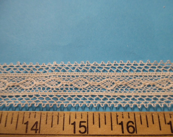 LAST PIECE! Vintage 100% Cotton Lace~Ivory~1" Wide~BTY~Doll Dress Trim!