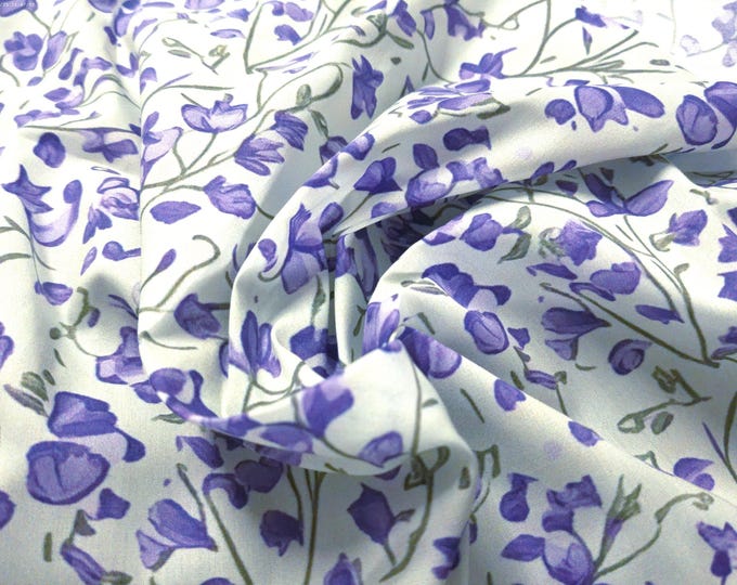 Scattered Violets~Shades of Purple on White~Custom Printed~12"x27"~Doll Fabric