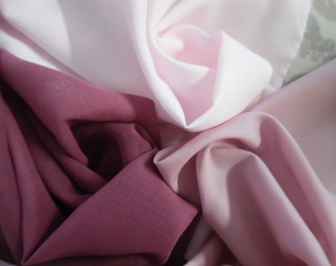 Stash Builder Lot!  100% Cotton Voiles~Pink/Shades Mauve~1/2 Yard Total~Great for Doll Clothes