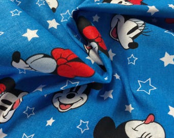 CLEARANCE! Disney Minnie Print~100% Cotton~Red/White on Blue Background~18"x45"~Doll Fabric