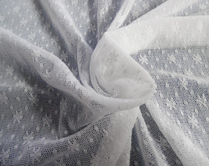 Soft Netting~Nylon~Micro Floral Design~ Sheer~White~18"x36"~Doll Fabric~Great For Overlays~Stockings