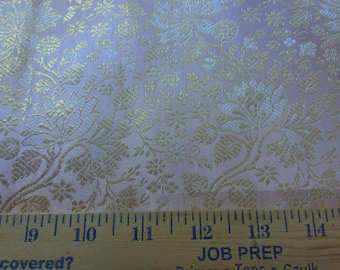 Metallic Brocade~Gold Floral on Pink Backing~18"x22"~Doll Fabric~Renaissance Costuming