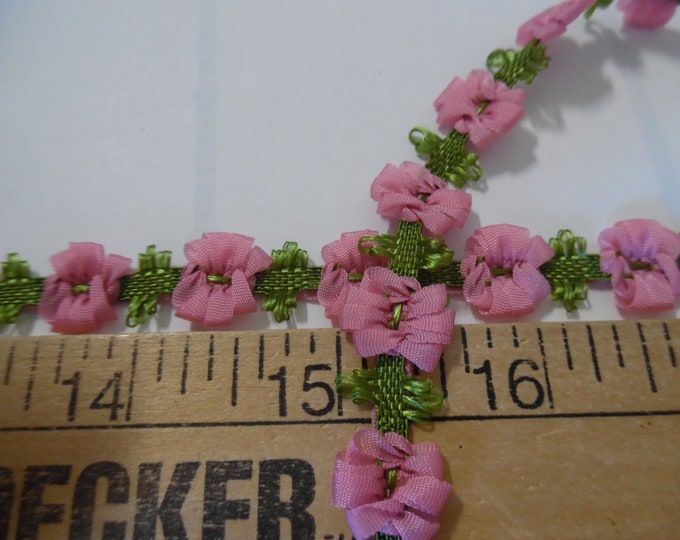 Silky Flower Trim~Dusty Rose Pink~1/2"~By The Yard~Doll Trim~Ricoco~Millinery