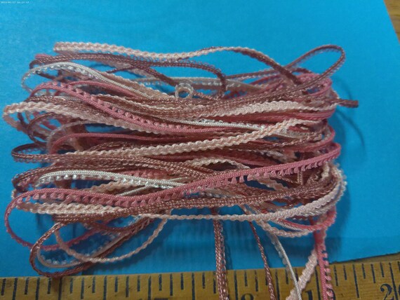 Tiny Braid Bundle~Micro Picot/Knobbly~1/8"~Shades of Pink~100% Rayon~5 Types~10 Yards~Doll Dress and Hat Trim!