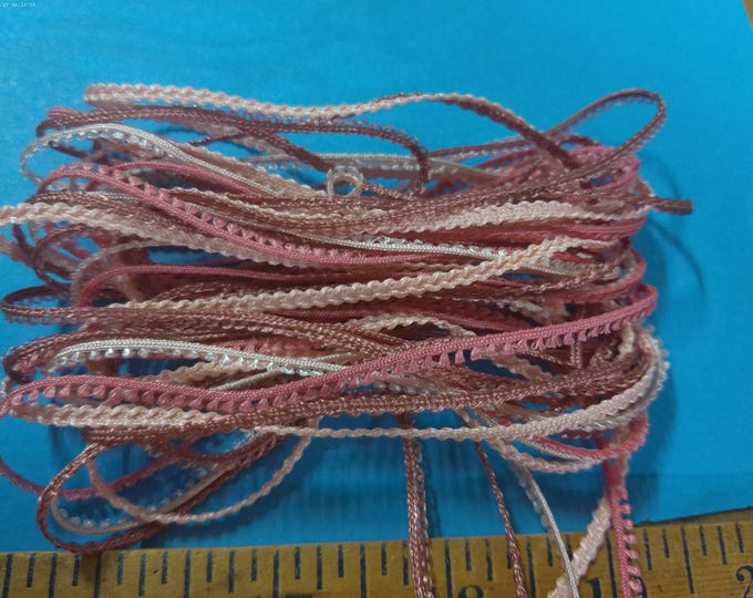 Tiny Braid Bundle~Micro Picot/Knobbly~1/8"~Shades of Pink~100% Rayon~5 Types~10 Yards~Doll Dress and Hat Trim!