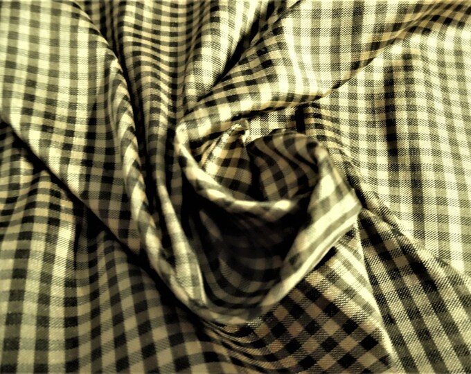 High End Silk Taffeta~Micro Check~Olive Brown~9"x27"~Doll Fabric