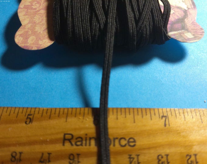 Tiny 1/8" Elastic~Black~Ten Yards~Great Size for Dolls