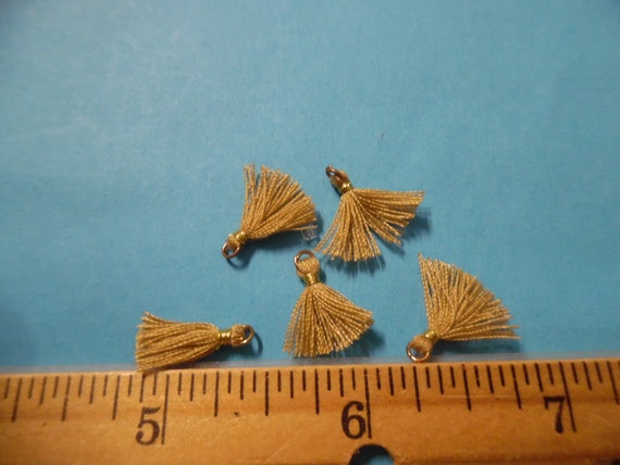 Itty Bitty Tassels~Light Gold~Set of Five~Tiniest I Can Find~Great 4 Adorning Doll Clothing~Accesories~Modern, Antique, & Vintage Dolls