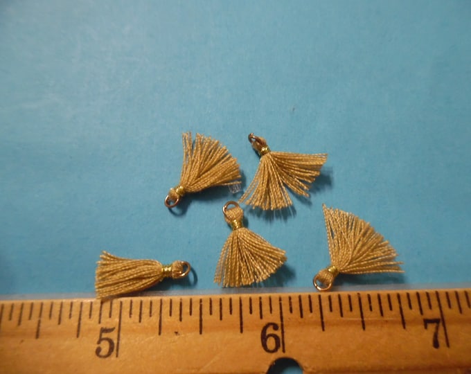 Itty Bitty Tassels~Light Gold~Set of Five~Tiniest I Can Find~Great 4 Adorning Doll Clothing~Accesories~Modern, Antique, & Vintage Dolls