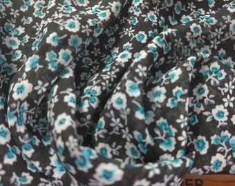 BASEMENT BARGAIN! 100% Nylon Chiffon~Ditzy Print~Teal/Black/White~15"x59"~Semi Sheer