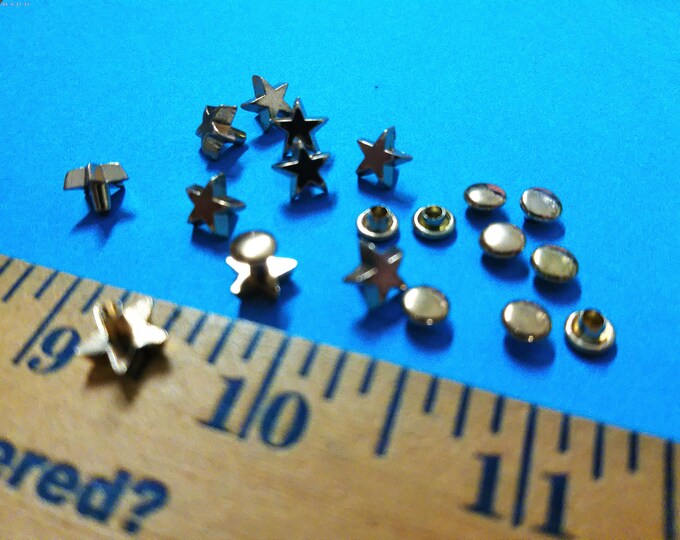 Easy Set Star Shaped Studs~8MM~Gold~Great 4 Sailor Collars~Uniforms~Purses~Belts