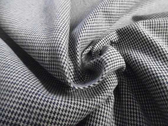 Cotton Suiting Fabric~Micro Mini Houndstooth~Navy/White~12"x30"~Light Weight~Miniatures