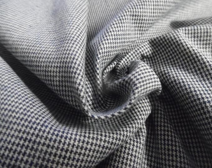 Cotton Suiting Fabric~Micro Mini Houndstooth~Navy/White~12"x30"~Light Weight~Miniatures
