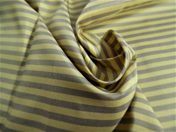 CLEARANCE! High End Silk Taffeta~Small Stripe~Yellow/Gray~9"x27"~Doll Fabric
