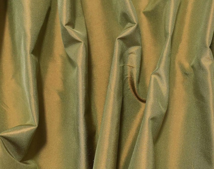 Silk Shot Dupioni Taffeta~AVOCADO~Olive Green & Yellow~9"x28"~Doll Fabric
