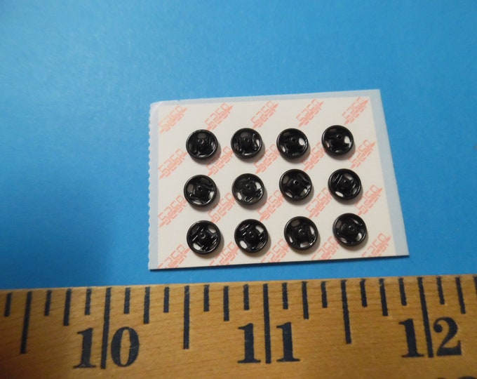 Small Size~Sew On Snaps For Doll Clothing~Black~12 Sets~6MM